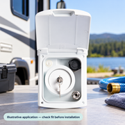 Lockable RV Fresh Water Fill Inlet with Magnetic Lid & Integrated Tank Vent — illustrative use context