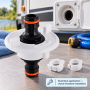 RV Water Tank Filler Quick-Connect Adapter for Fresh Water Inlet Filling — illustrative use context