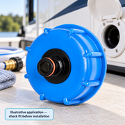 RV Fresh Water Tank Filler Adapter - Threaded Cap with Push-Fit Hose Connector — illustrative use context