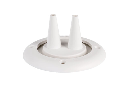 White S04 dual cable protection boot with two tapered outlets and round flange