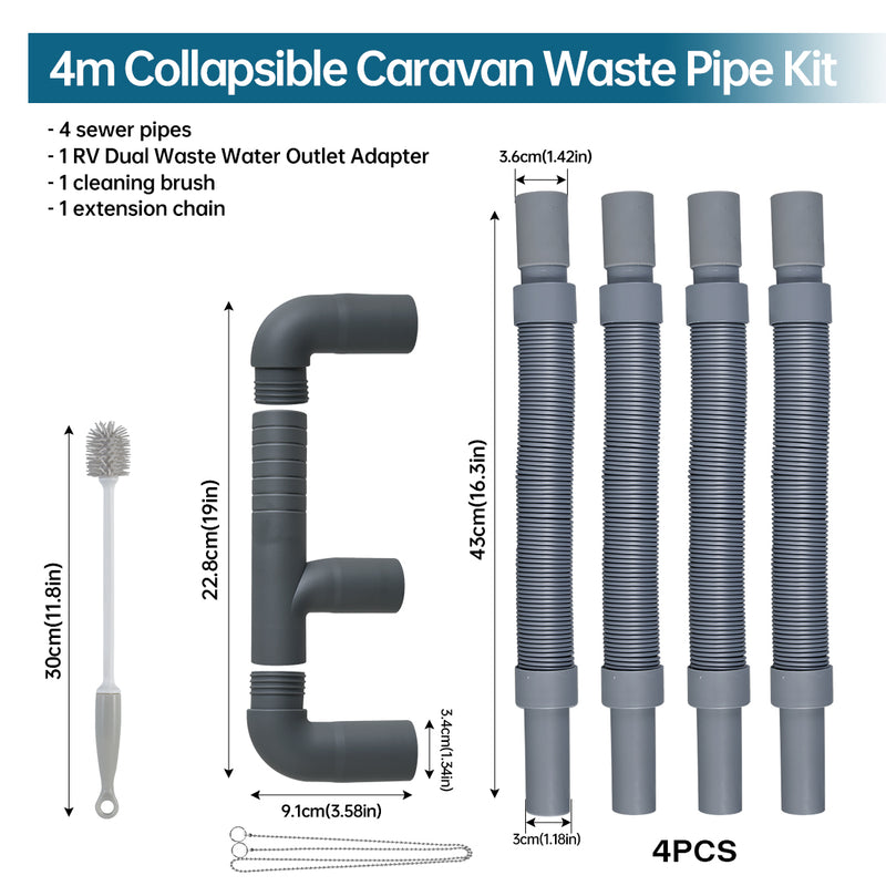 Flexible RV Sewer Hose Kit with Adapters — Camper Waste Water Drainage Set | Product image 7