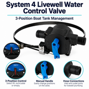 System 4 Livewell Water Control Valve - 3-Position Boat Tank Management — product features