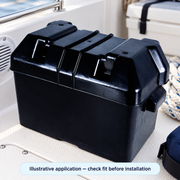 X01 Marine Battery Box with Lid - Black ABS | illustrative use context