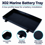 X02 Marine Battery Tray - Black ABS, 195 x 320 mm | product features